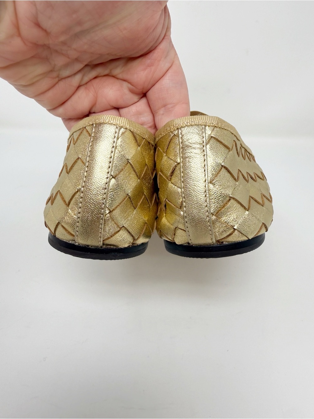 New Loeffler Randall Leonie Gold Woven Ballet Flat Sz 7 - Picture 6 of 13
